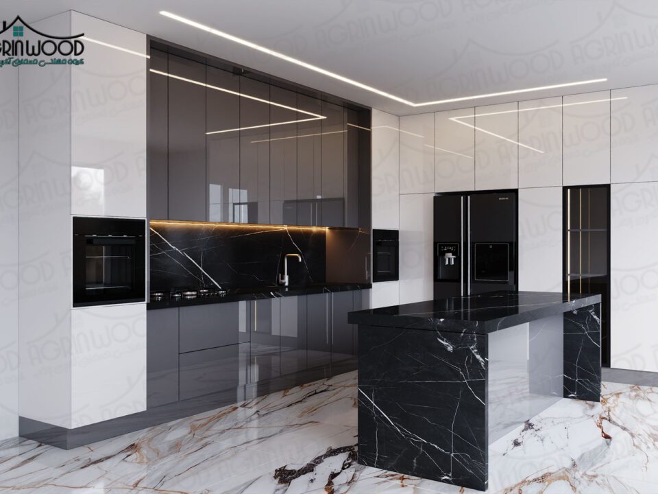 کابینت ساده سفید طوسی
