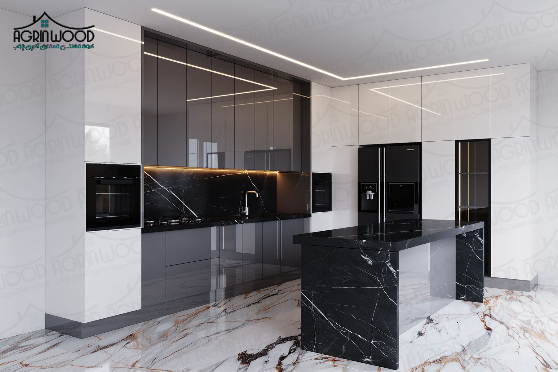 کابینت ساده سفید طوسی