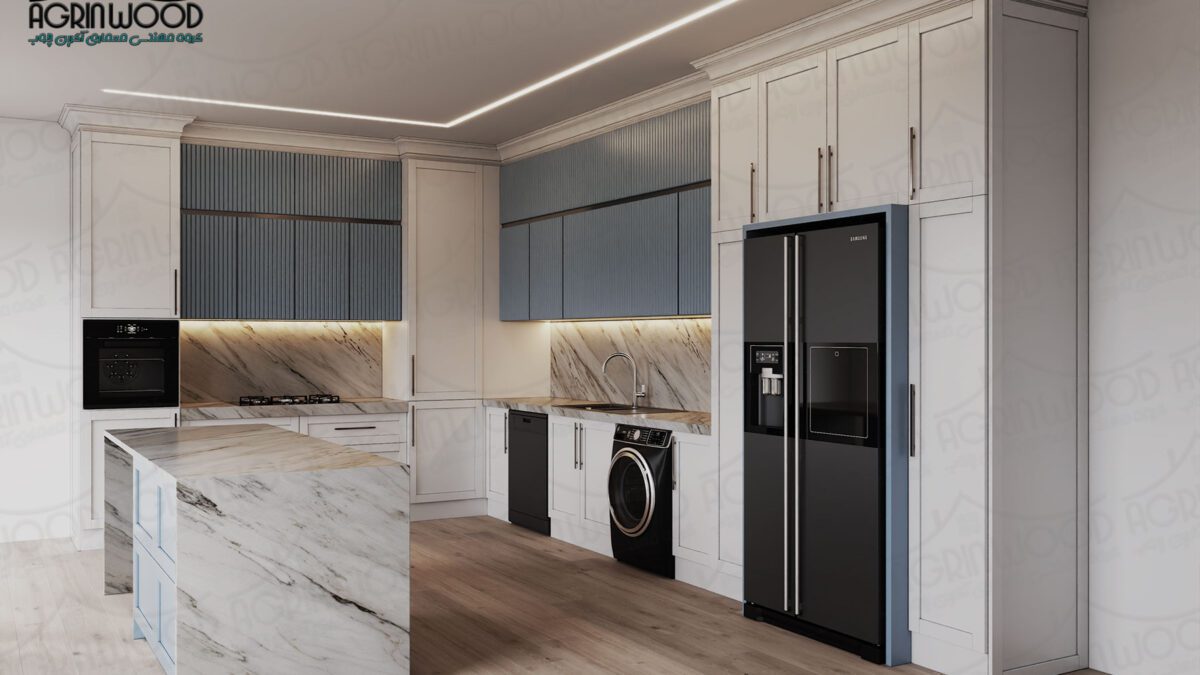 آشپزخانه جدید نئوکلاسیک دو رنگ