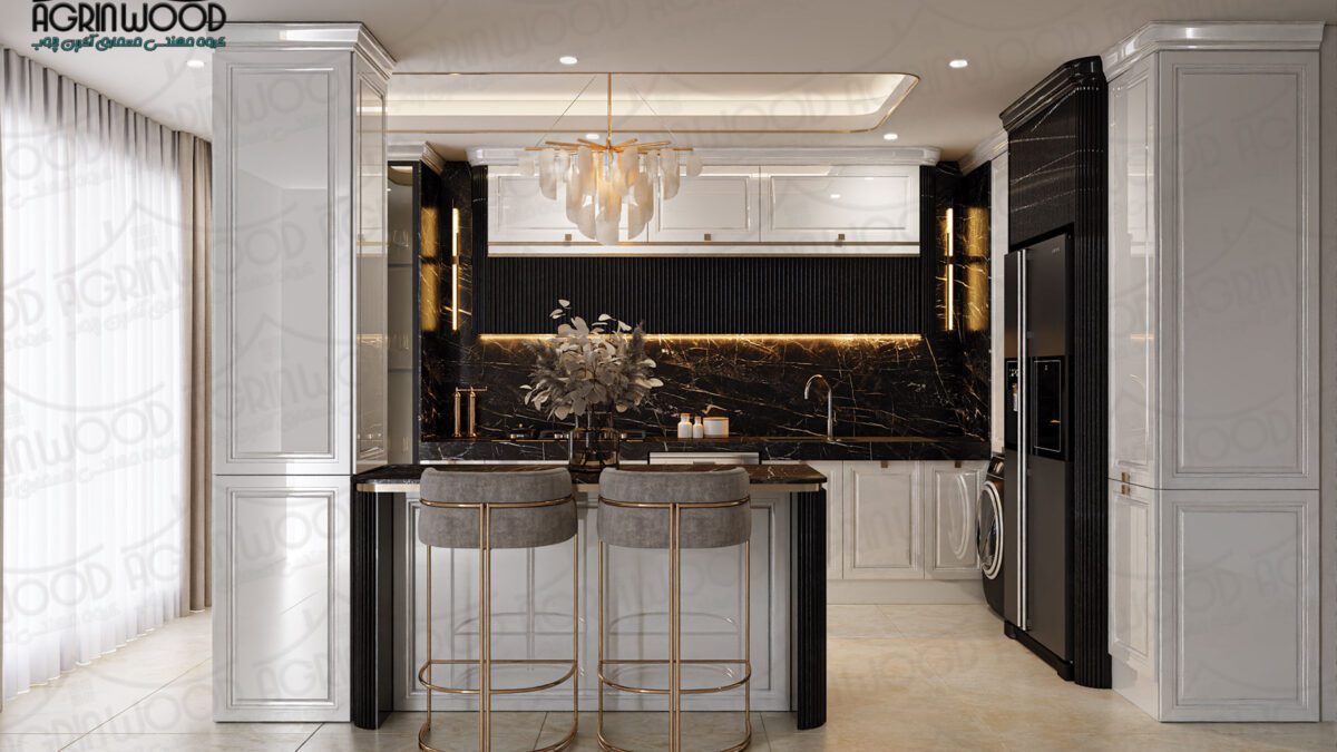 مدل کابینت آشپزخانه دو رنگ