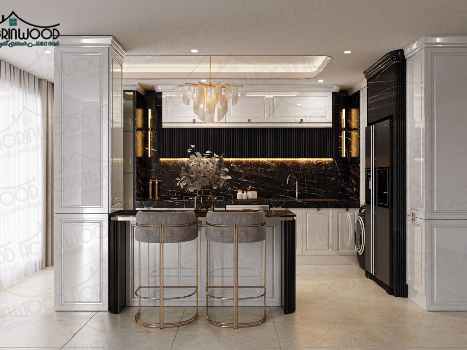 مدل کابینت آشپزخانه دو رنگ
