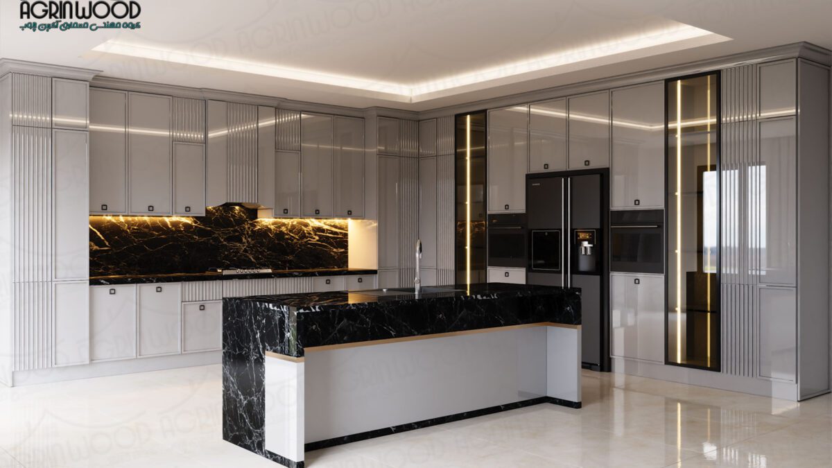 آشپزخانه جدید نئوکلاسیک طوسی