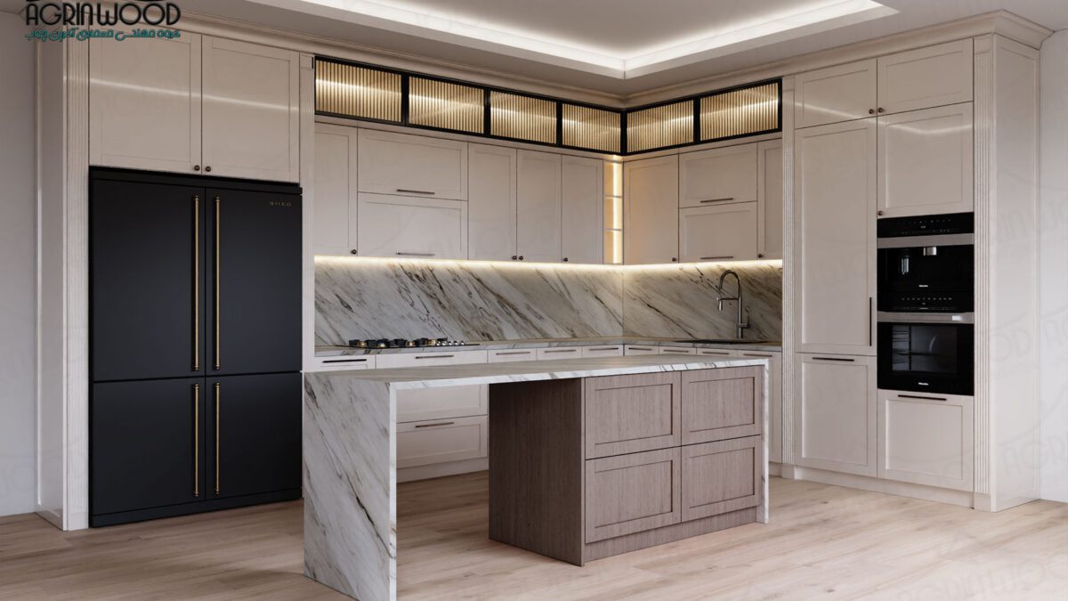 آشپزخانه جدید نئوکلاسیک ترکیبی