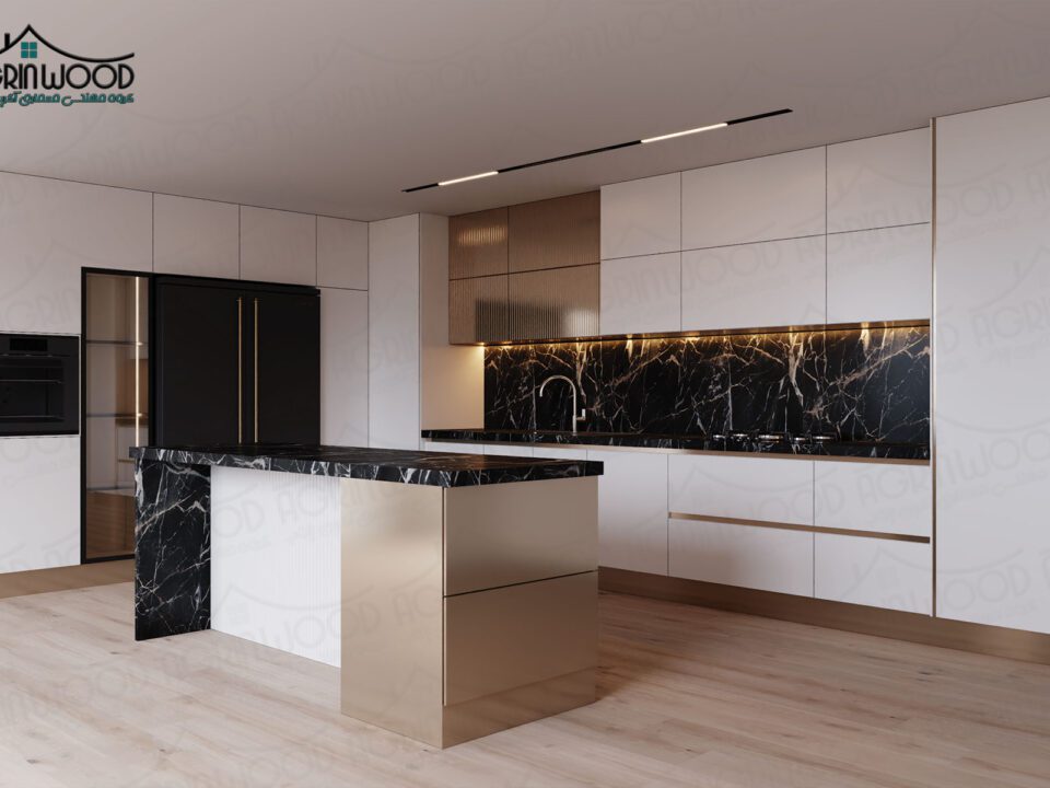 رنگ کابینت جدید سفید طلایی