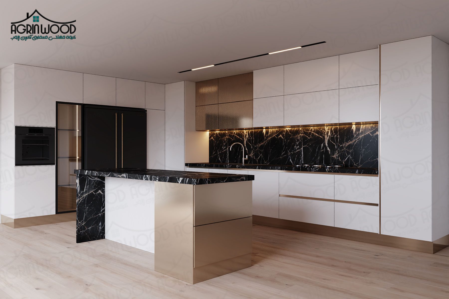 رنگ کابینت جدید سفید طلایی