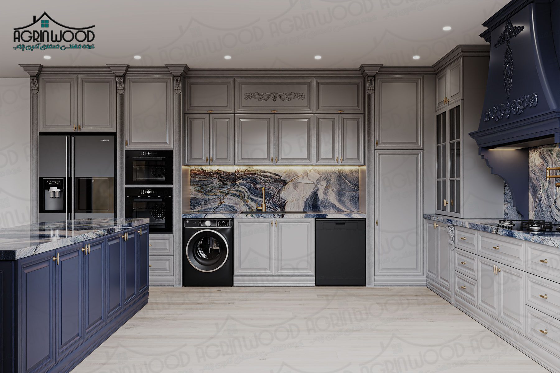 سبک جدید کابینت روکش چوب