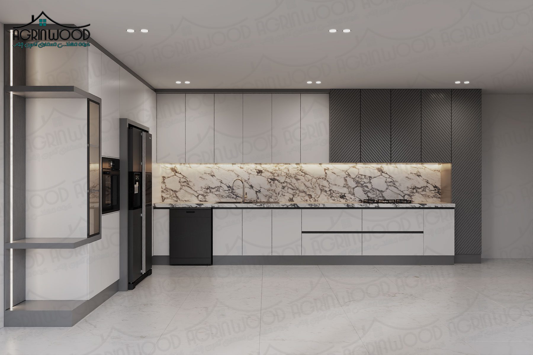 مدل کابینت ام دی اف سفید طوسی