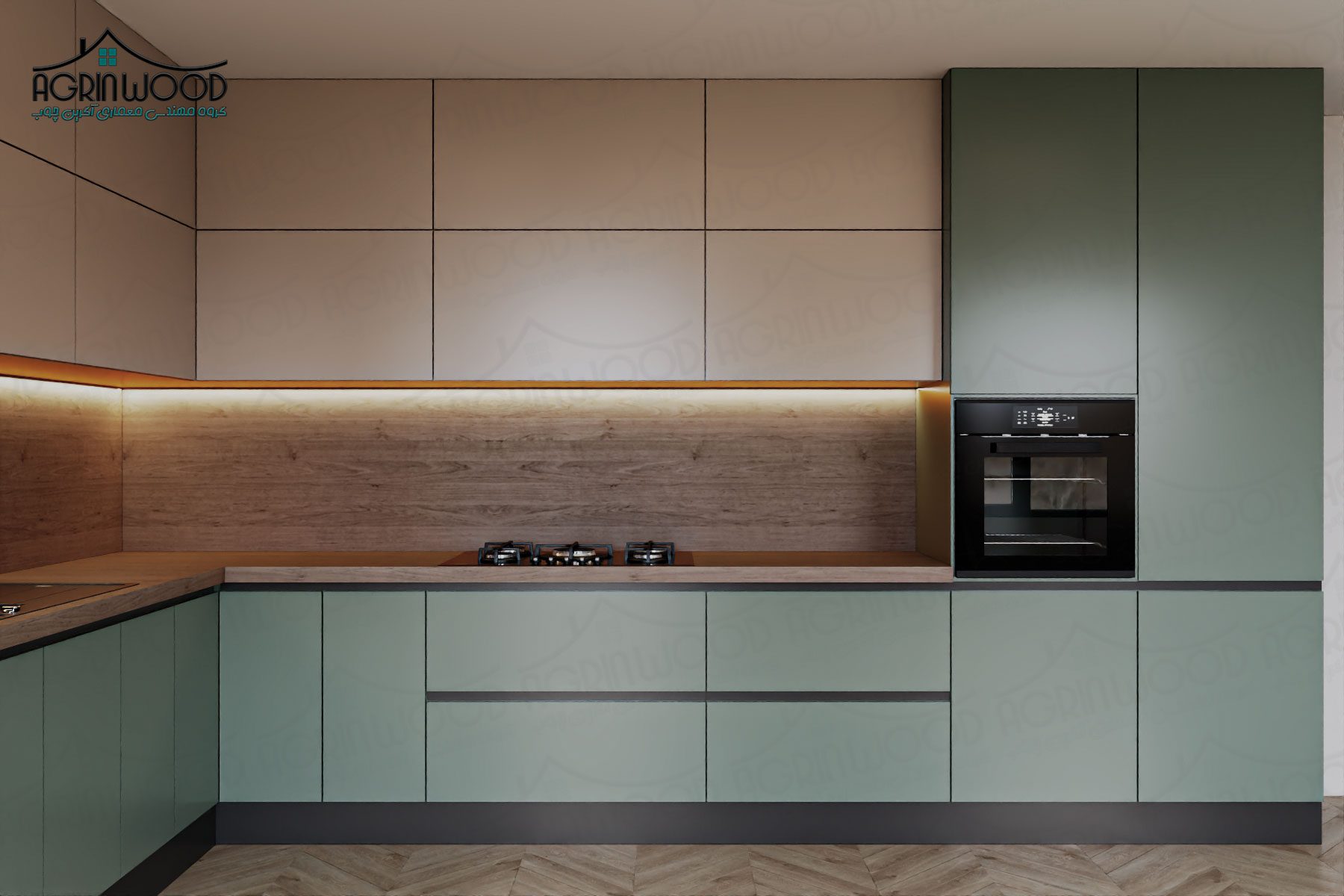 کابینت سبز و کرم