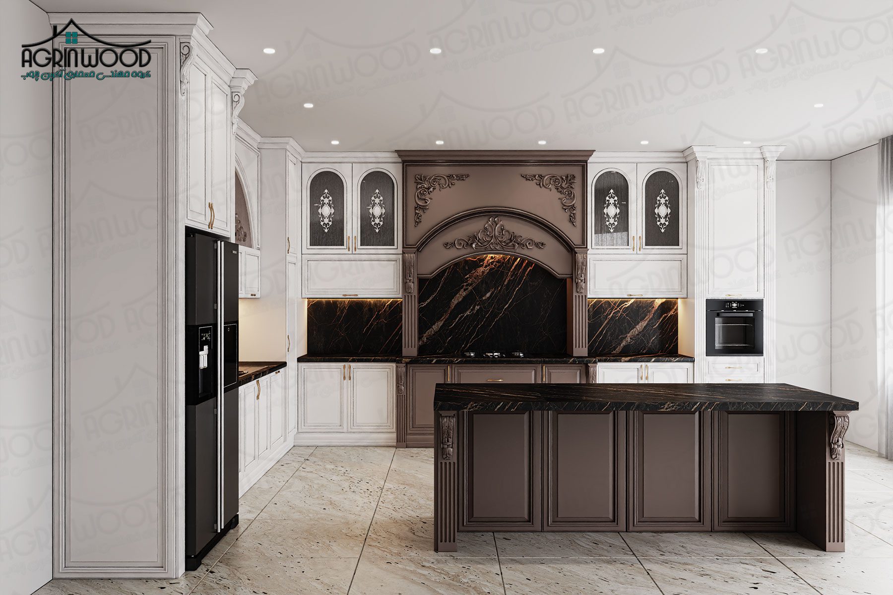 کابینت روکش چوب بلوط