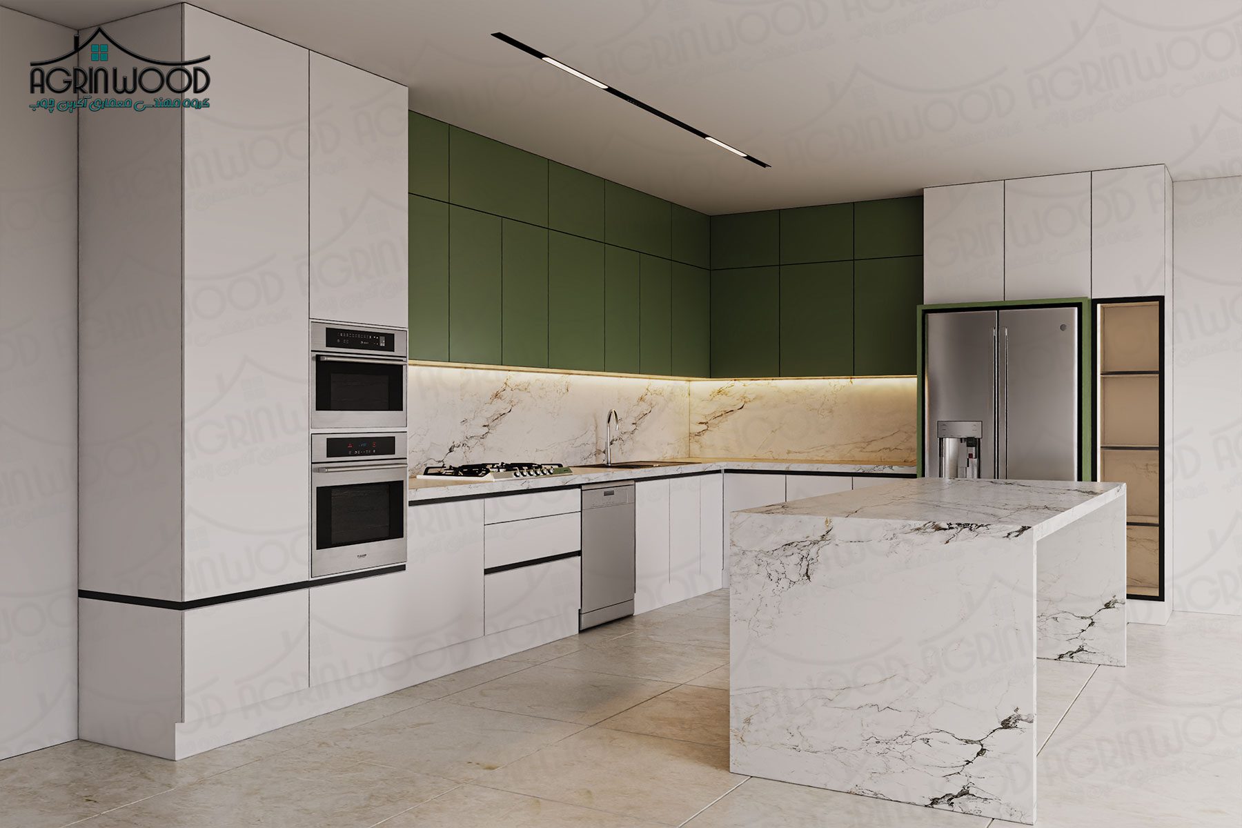 کابینت ترکیبی سفید و سبز کابینت ترکیبی سفید و سبز