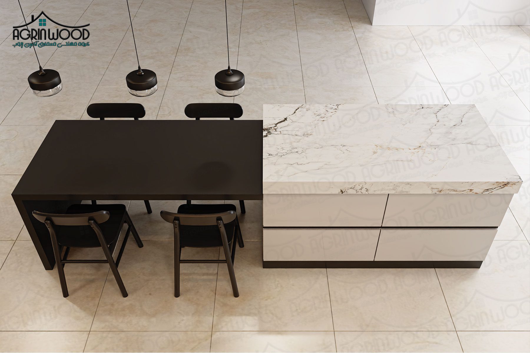 مدل کابینت ام دی اف سفید طوسی