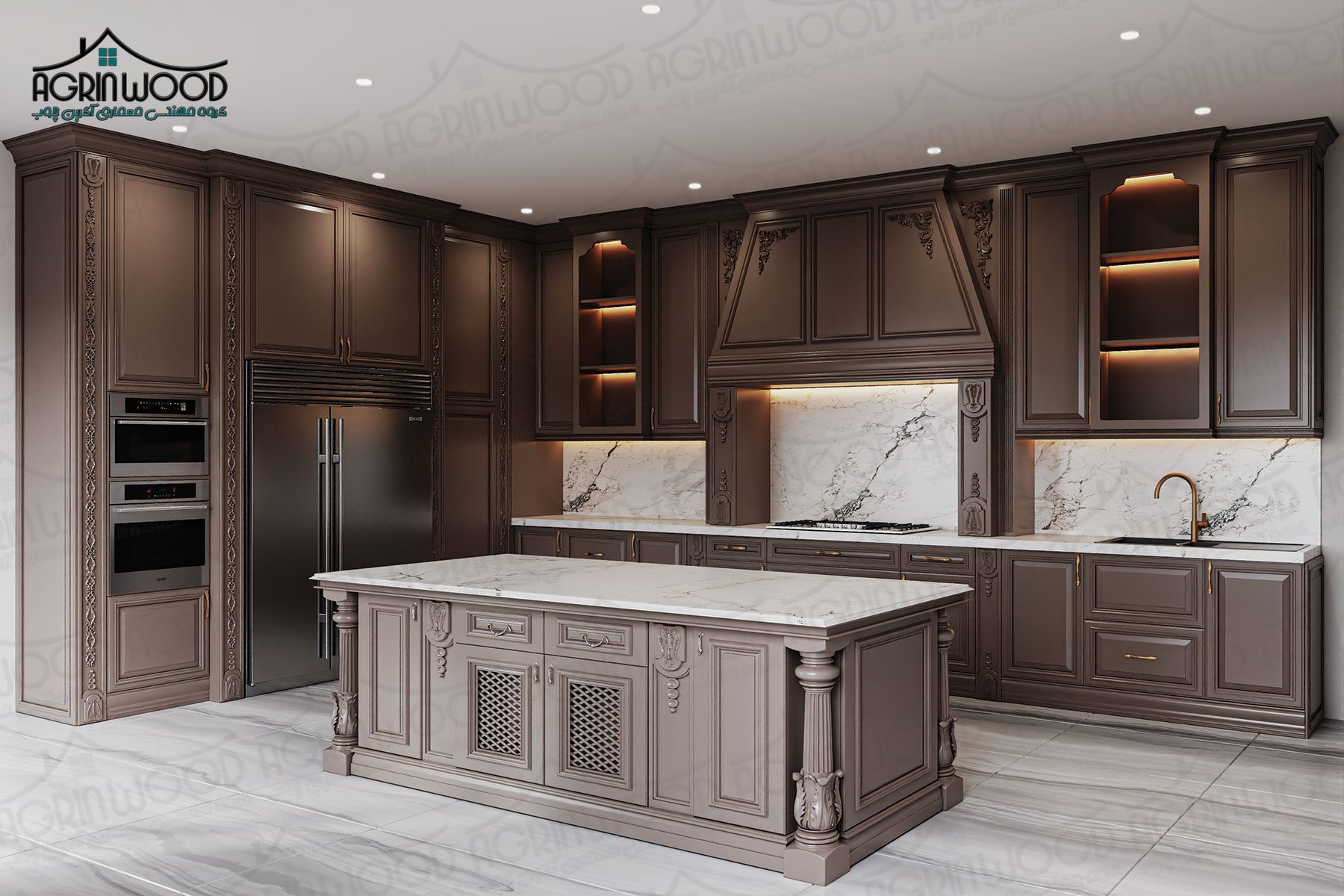 سبک جدید کابینت روکش چوب