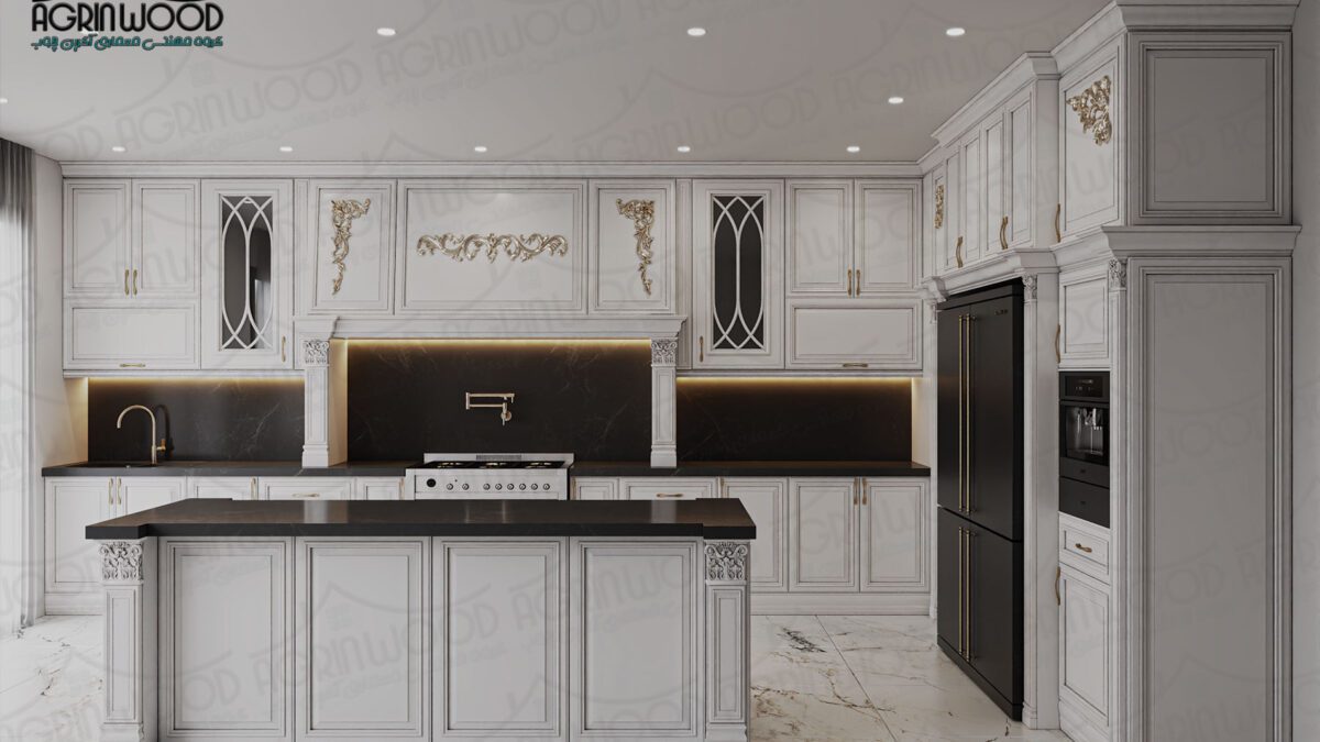 جدیدترین کابینت کلاسیک سفید طلایی