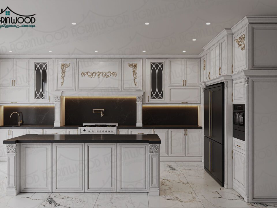 جدیدترین کابینت کلاسیک سفید طلایی