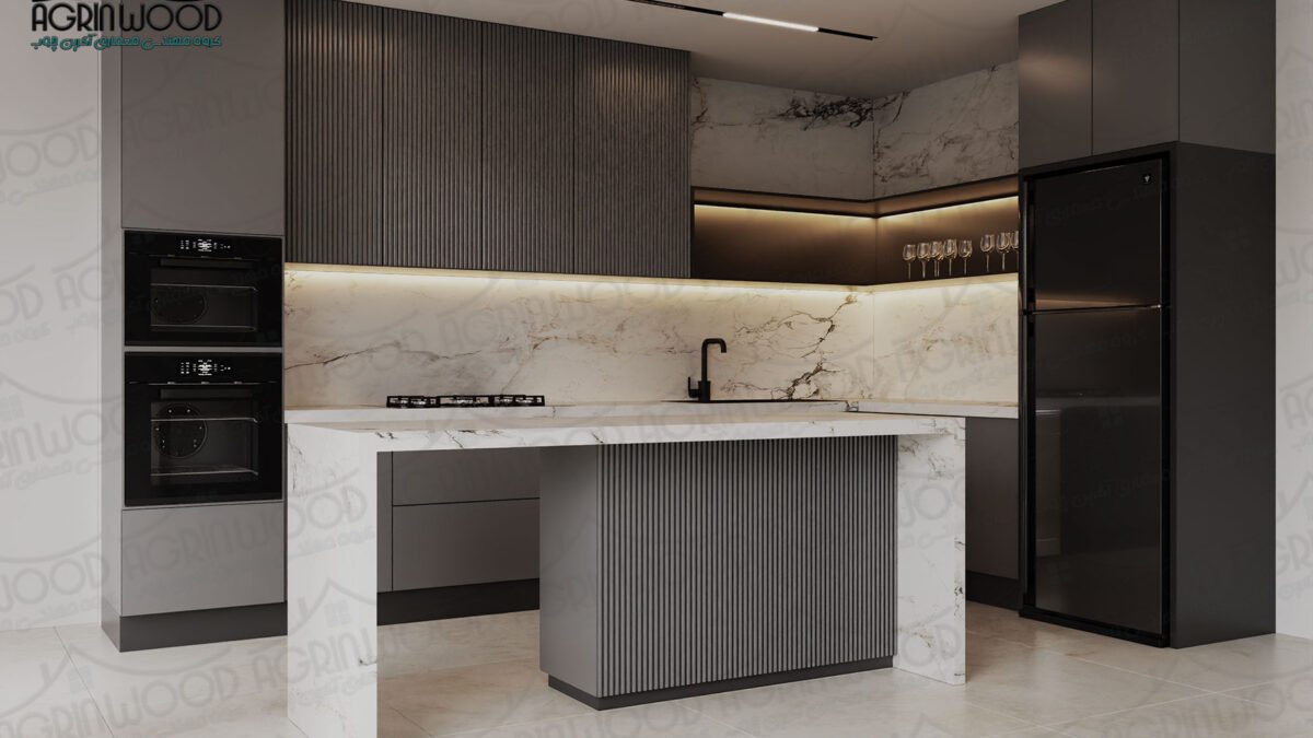 مدل کابینت ام دی اف سفید طوسی