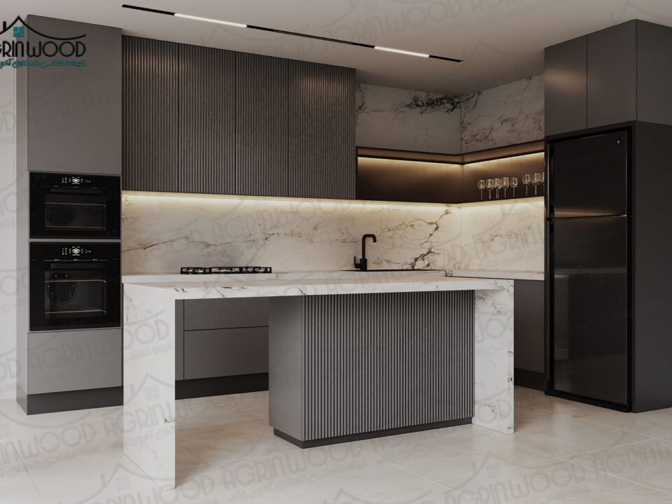 مدل کابینت ام دی اف سفید طوسی