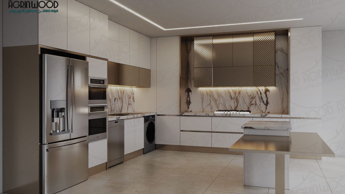 کابینت دو رنگ ام دی اف سفید طلایی