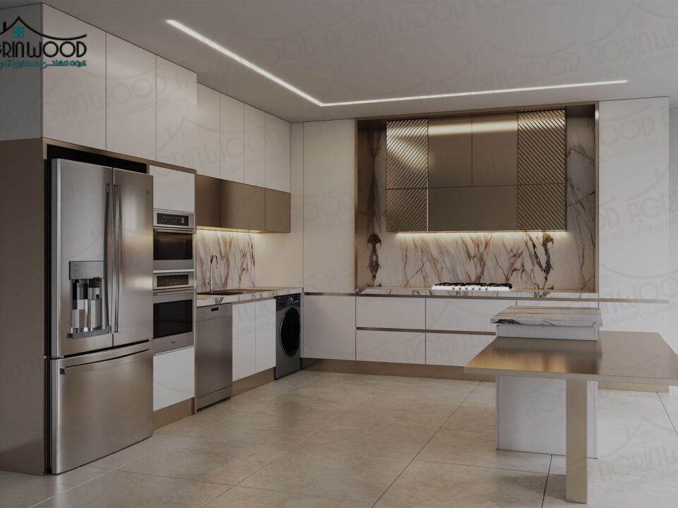 کابینت دو رنگ ام دی اف سفید طلایی