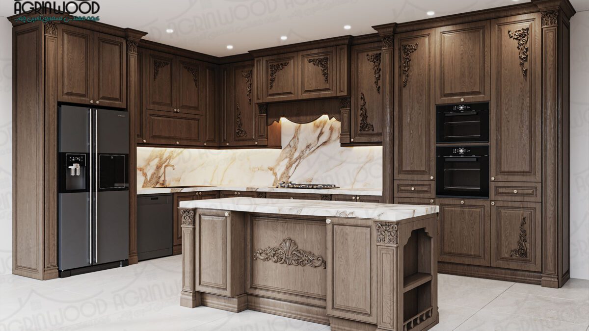 کابینت آشپزخانه تمام چوب