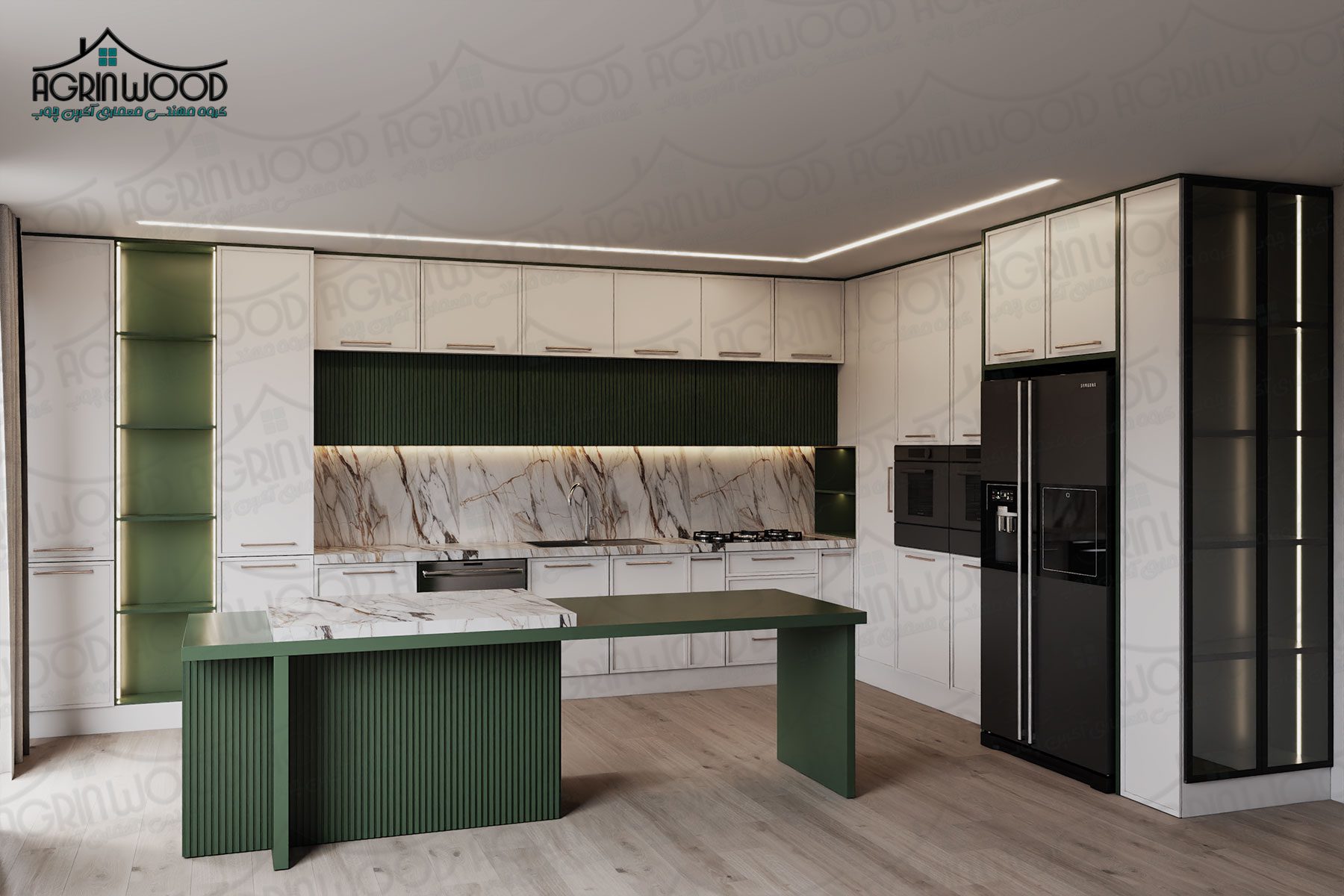 بهترین کابینت نئوکلاسیک دو رنگ