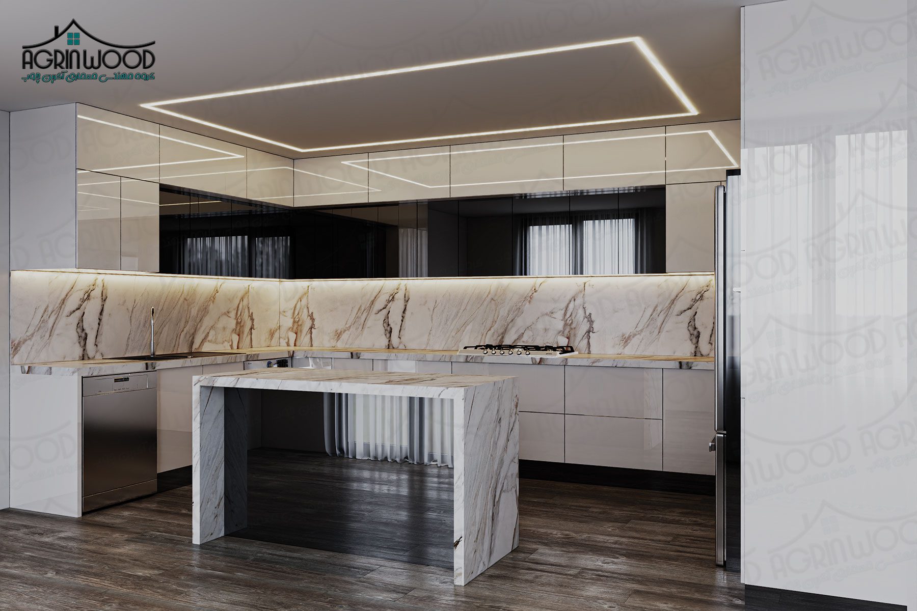 ۳ مدل کابینت های گلاس دو رنگ ۳ مدل کابینت های گلاس دو رنگ