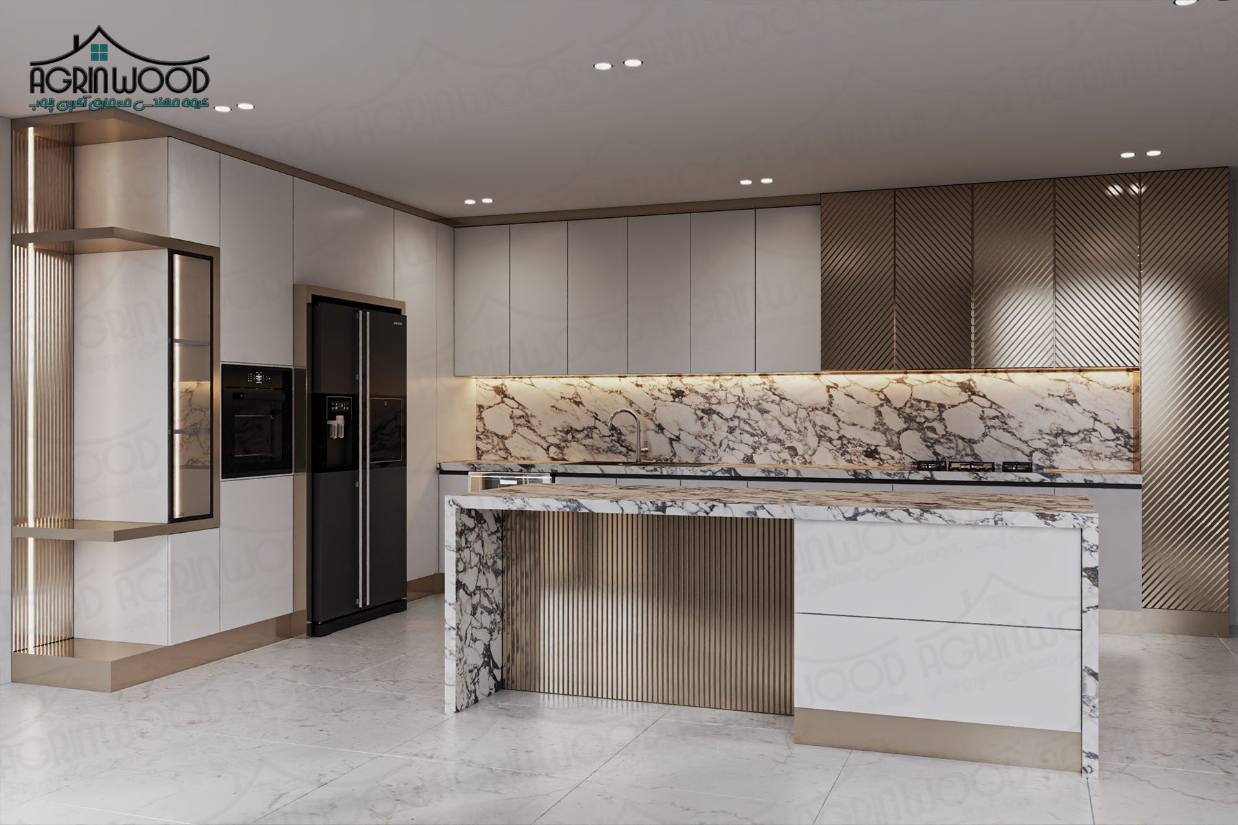 کابینت ام دی اف با درب فریم لس