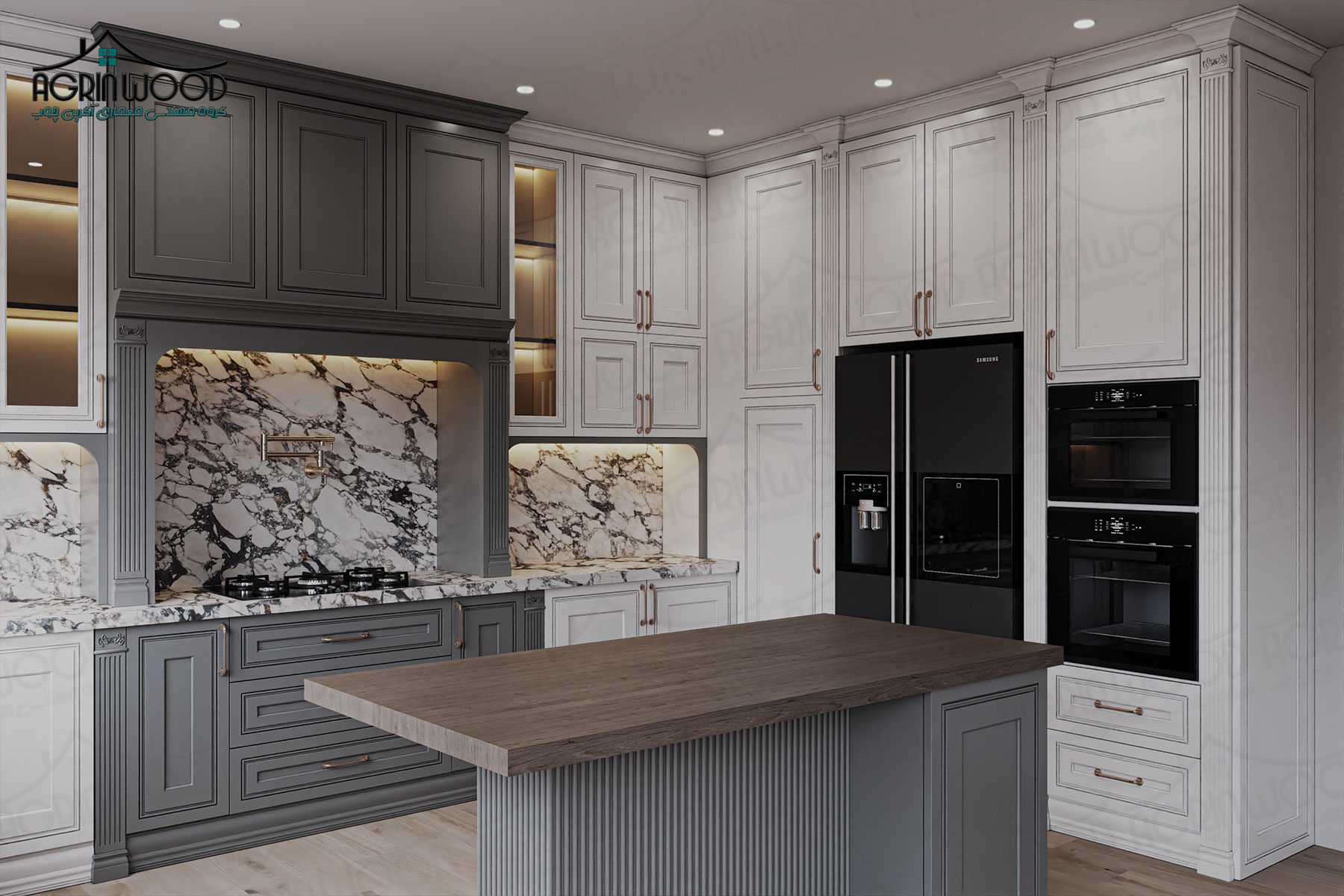 کابینت کف تراش دو رنگ