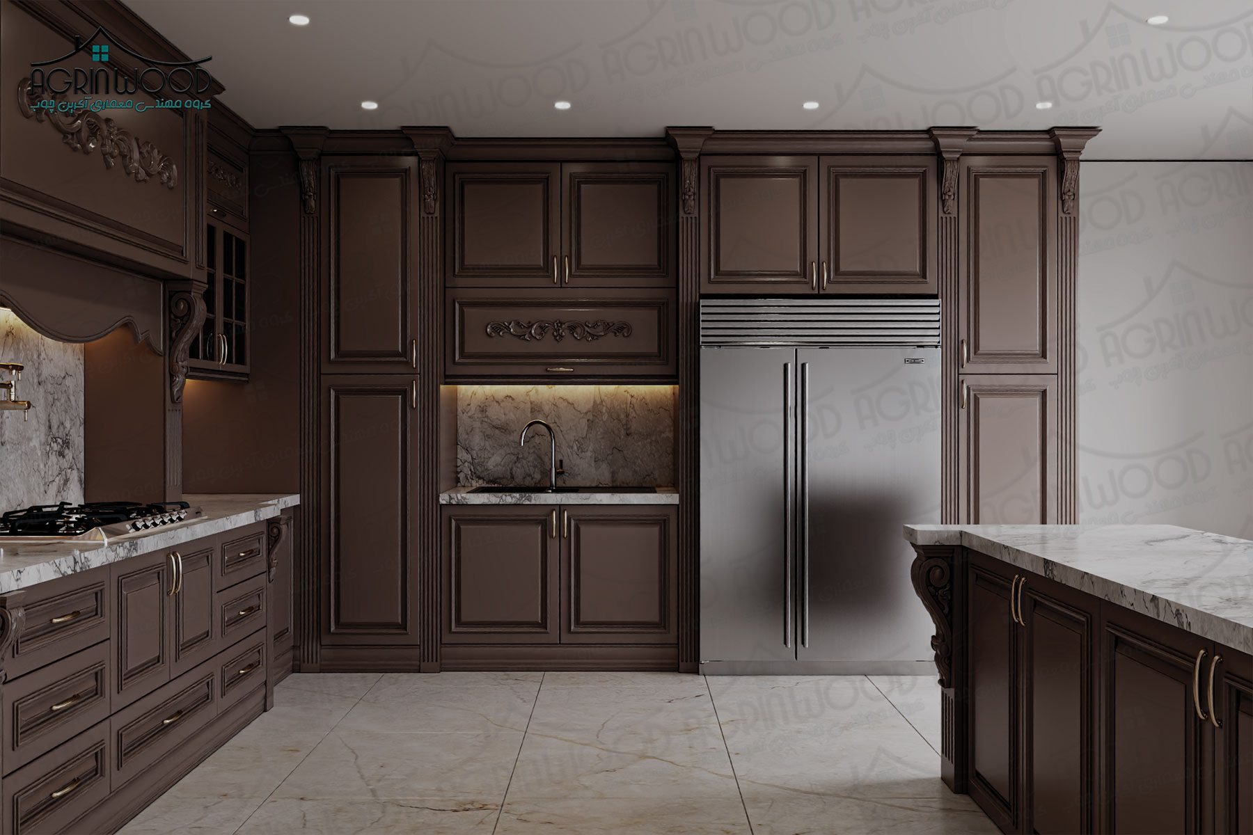 کابینت روکش چوب ترکیبی