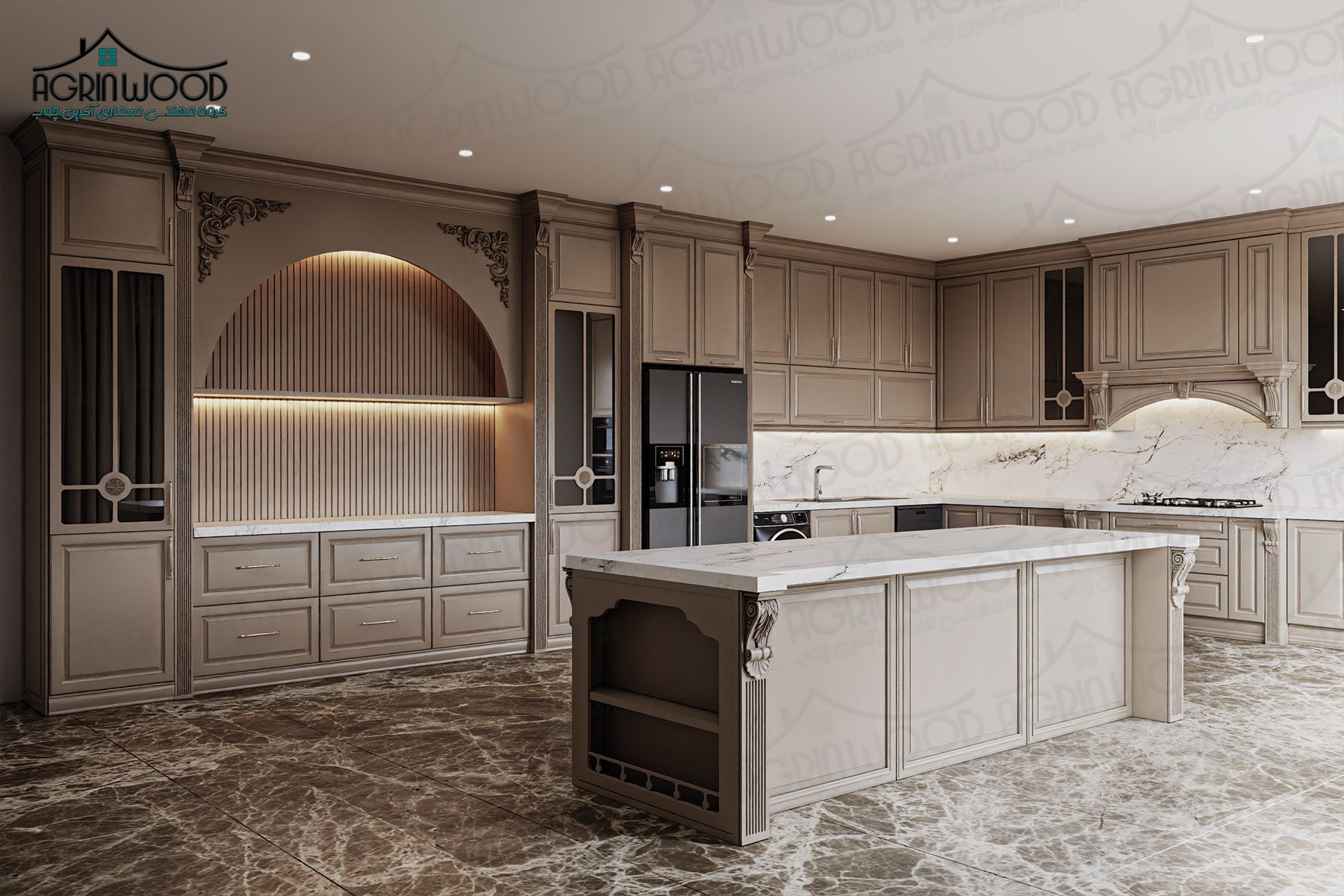 کابینت روکش چوب ترکیبی