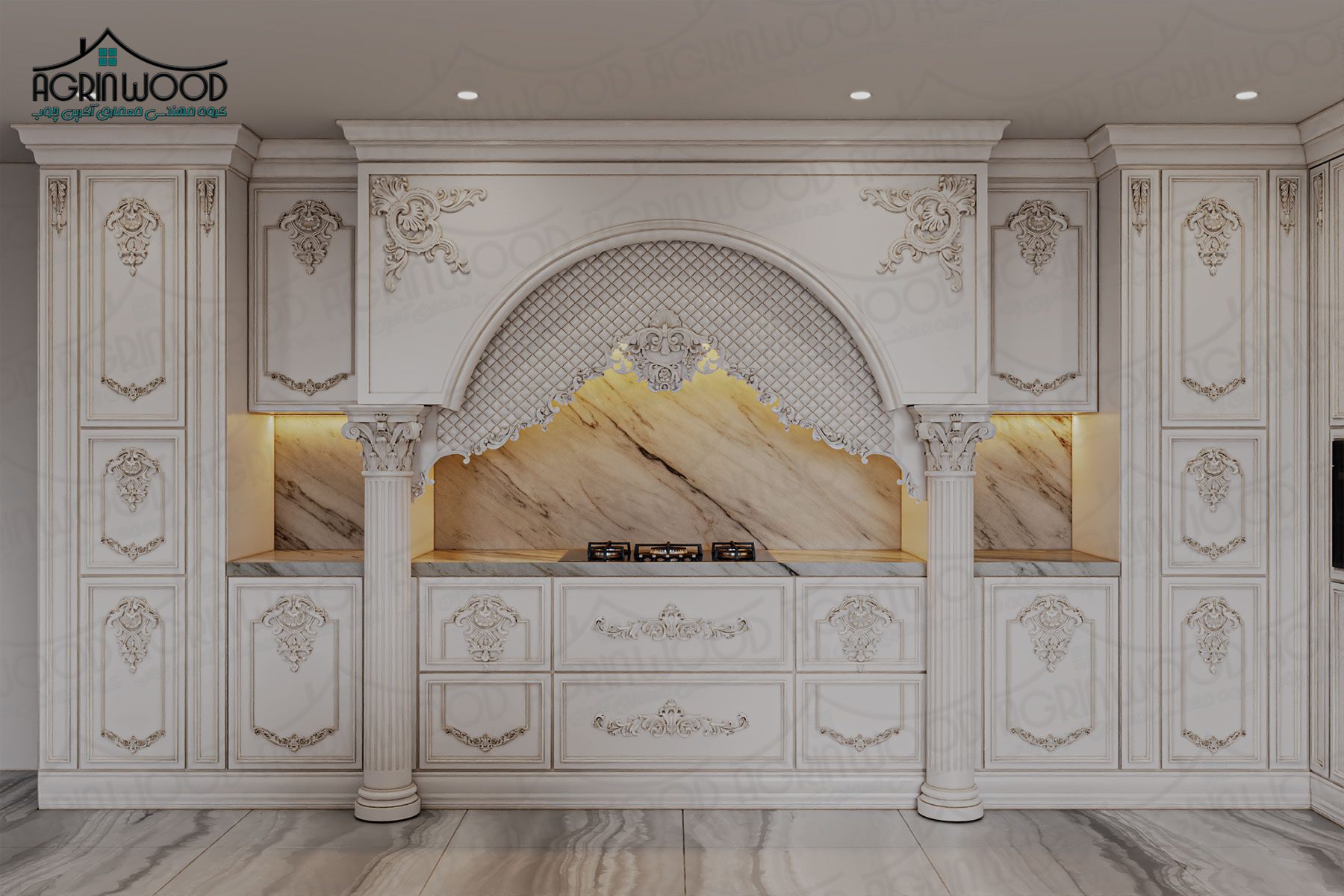 کابینت روکش چوب ترکیبی