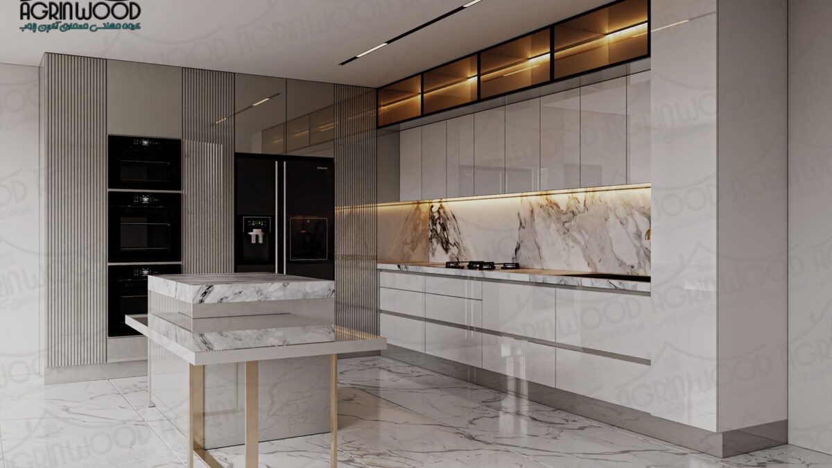 ۳ مدل کابینت های گلاس دو رنگ