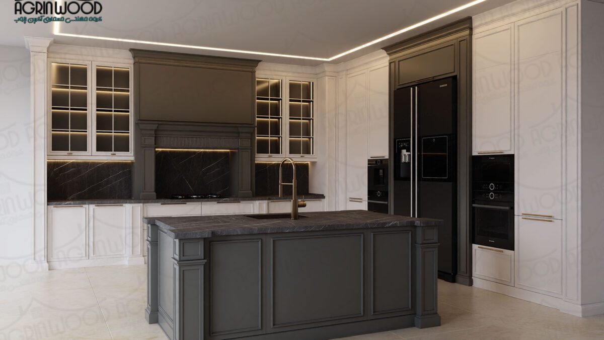 بهترین کابینت نئوکلاسیک دو رنگ