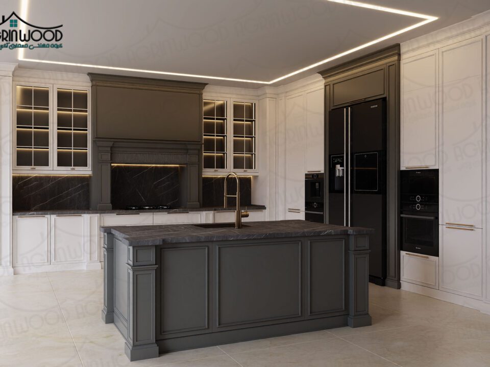 بهترین کابینت نئوکلاسیک دو رنگ