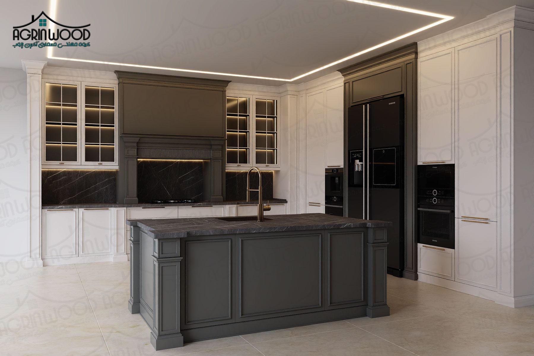 بهترین کابینت نئوکلاسیک دو رنگ