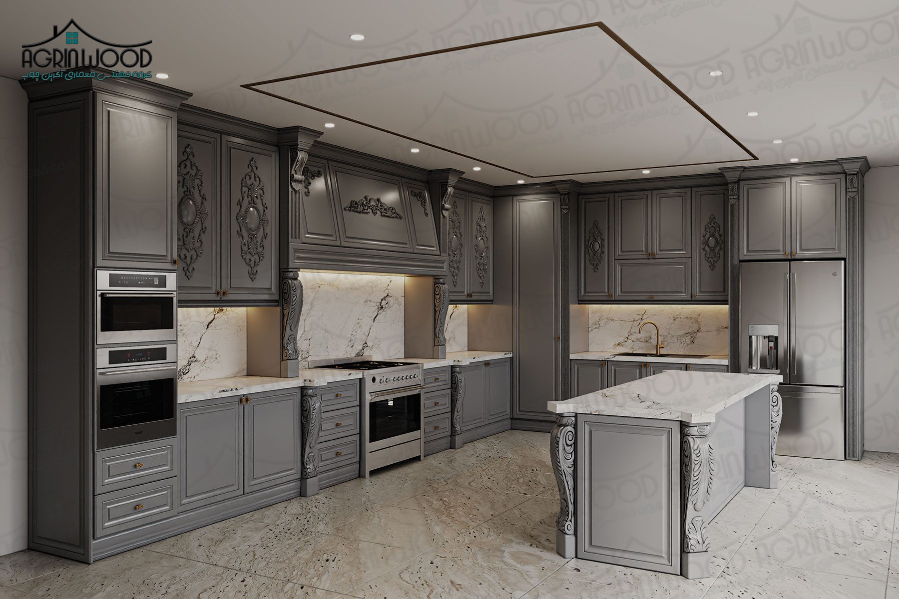 کابینت ممبران با گل و منبت