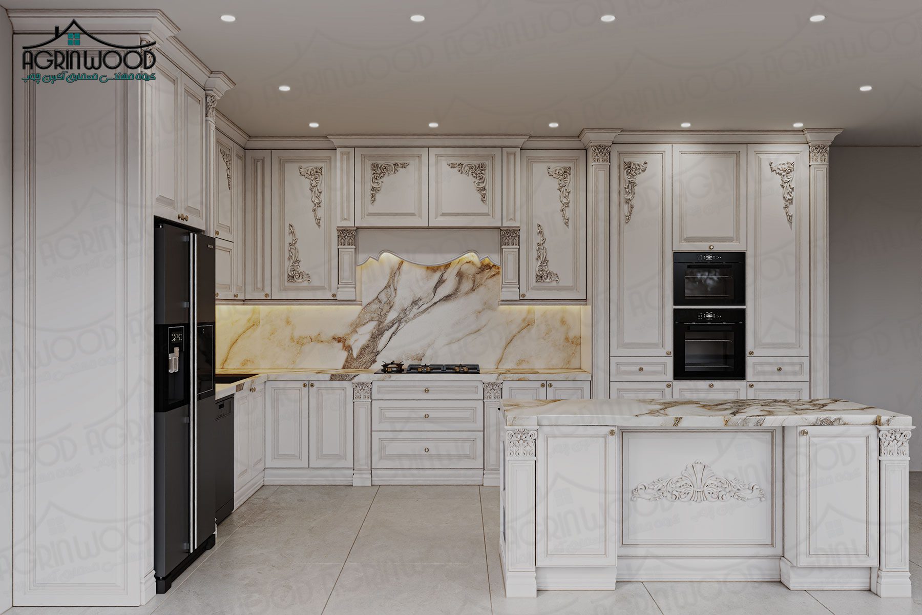 کابینت ممبران با گل و منبت