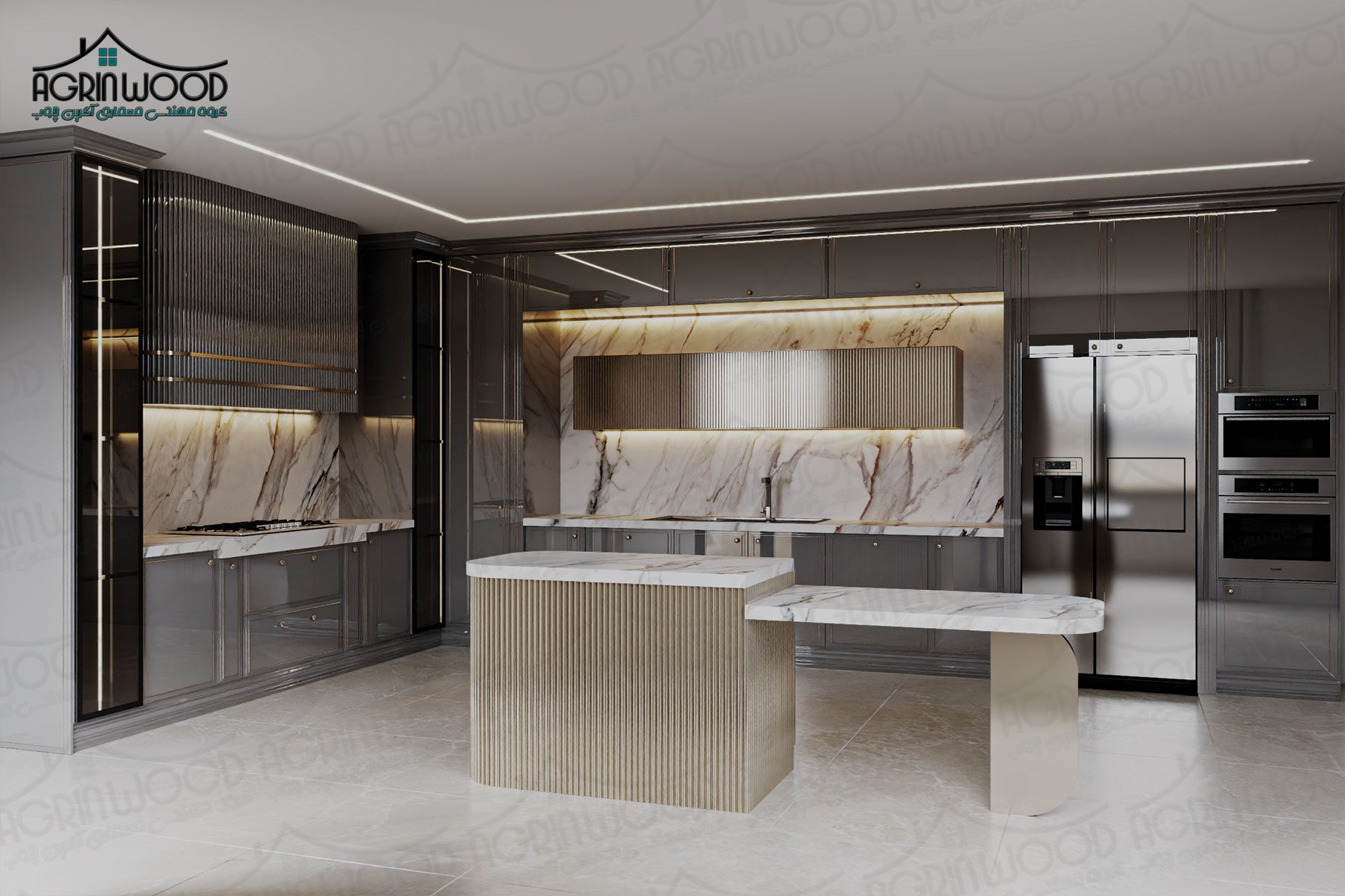 ترکیب سنگ رویه و کابینت