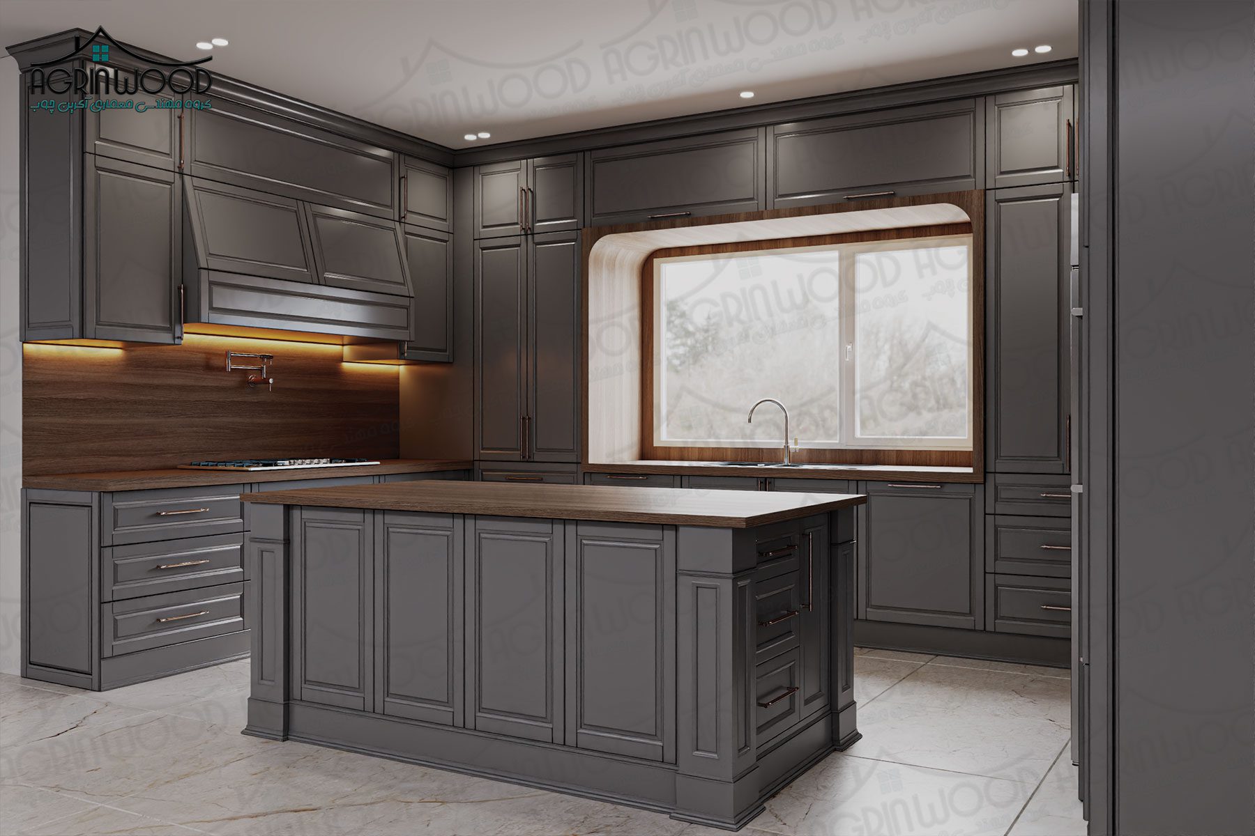 ترکیب رنگی کابینت چوبی