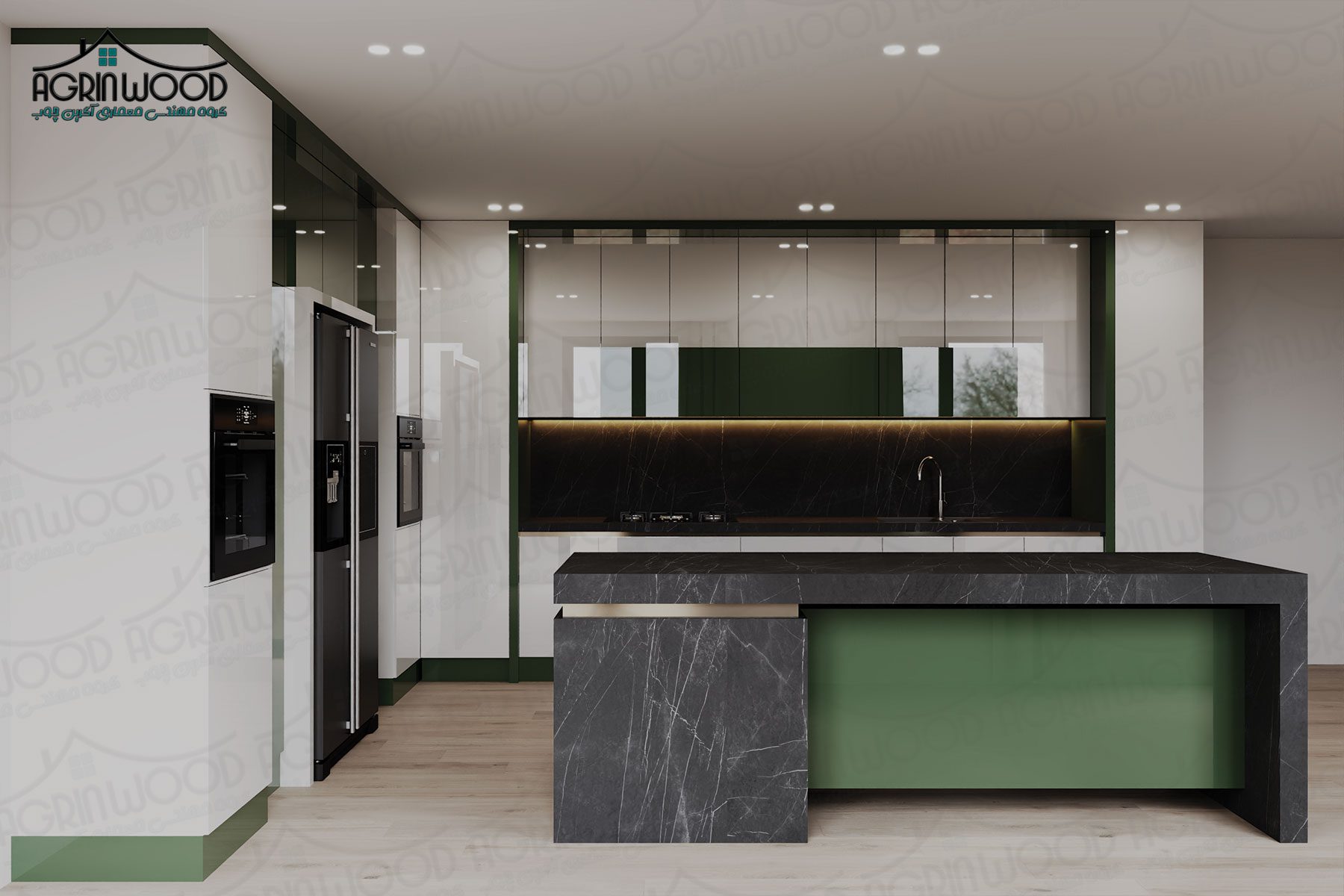 ترکیب سنگ رویه و کابینت