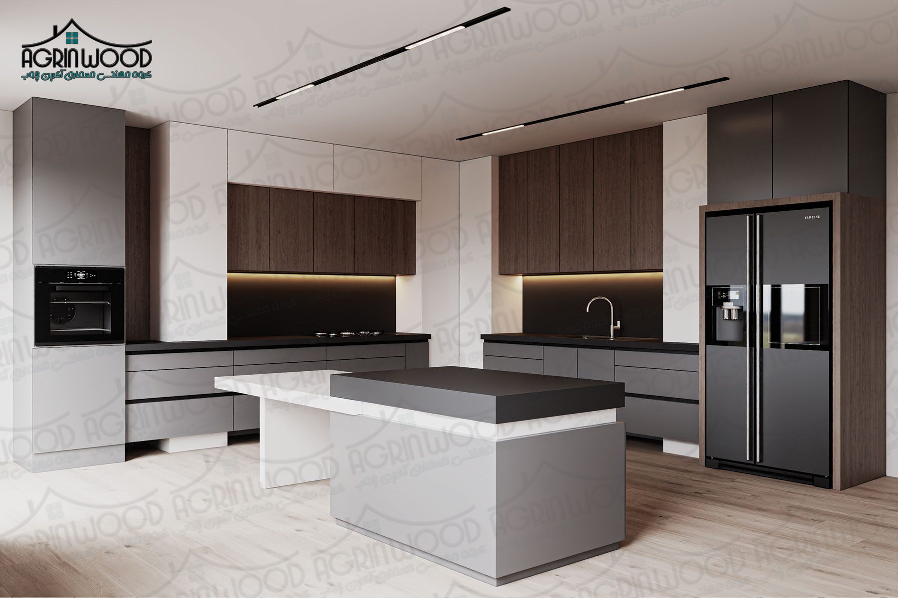 ترکیب رنگی کابینت چوبی