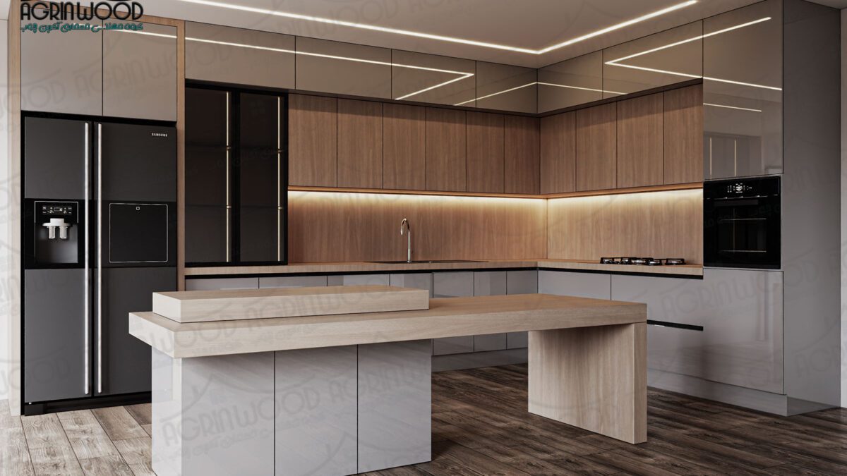 ترکیب رنگی کابینت چوبی