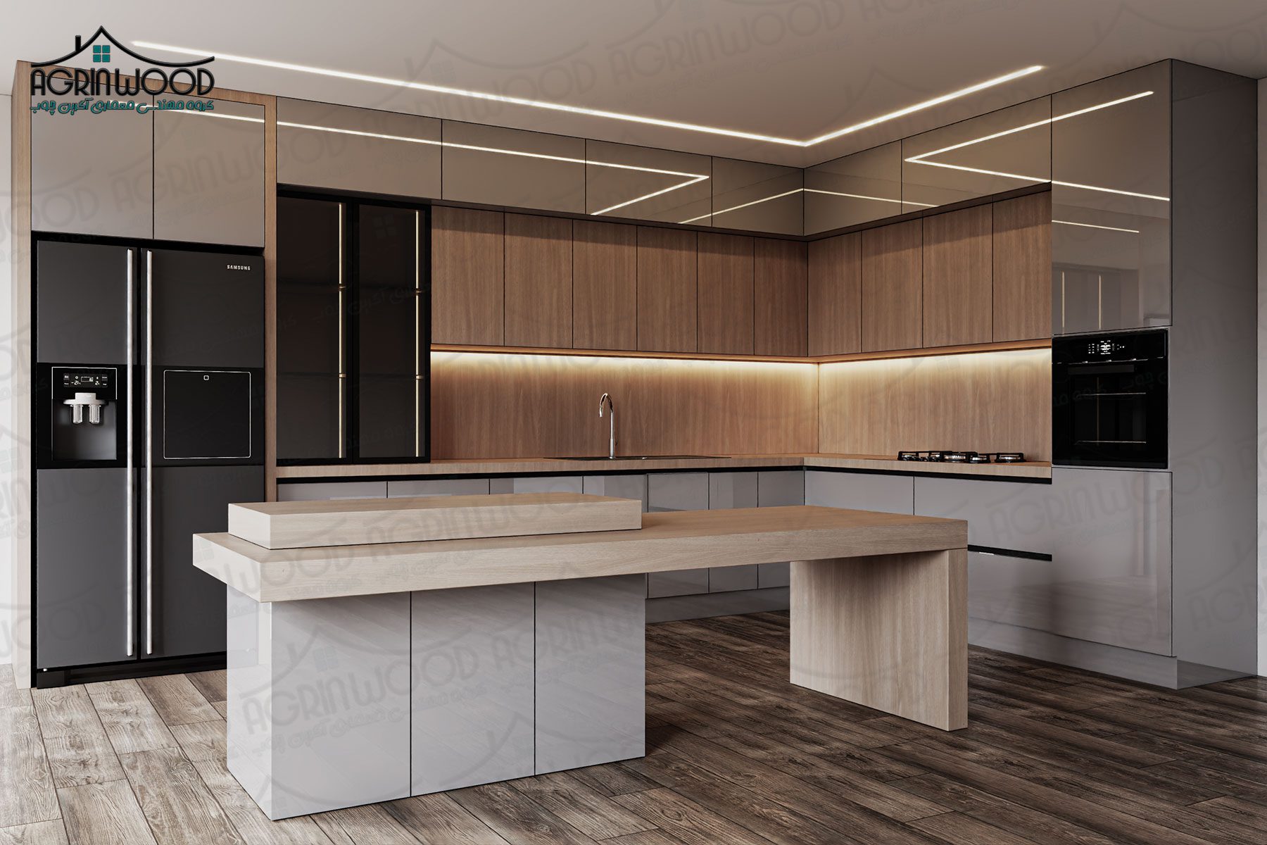 ترکیب رنگی کابینت چوبی