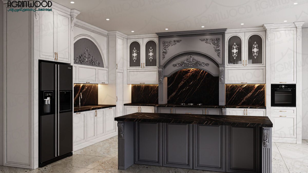 کابینت کلاسیک ترکیبی و دو رنگ