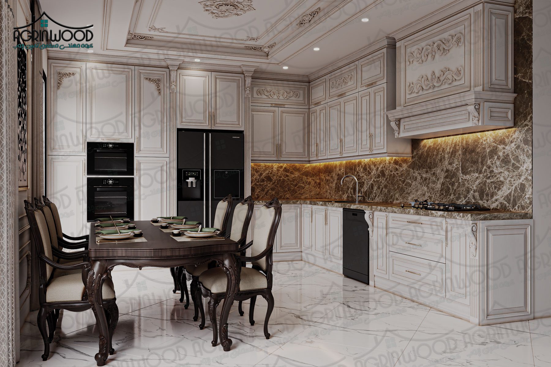 کابینت روکش چوب سفید