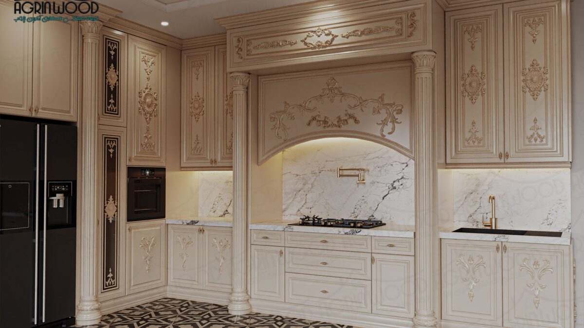 کابینت روکش چوب طرحدار