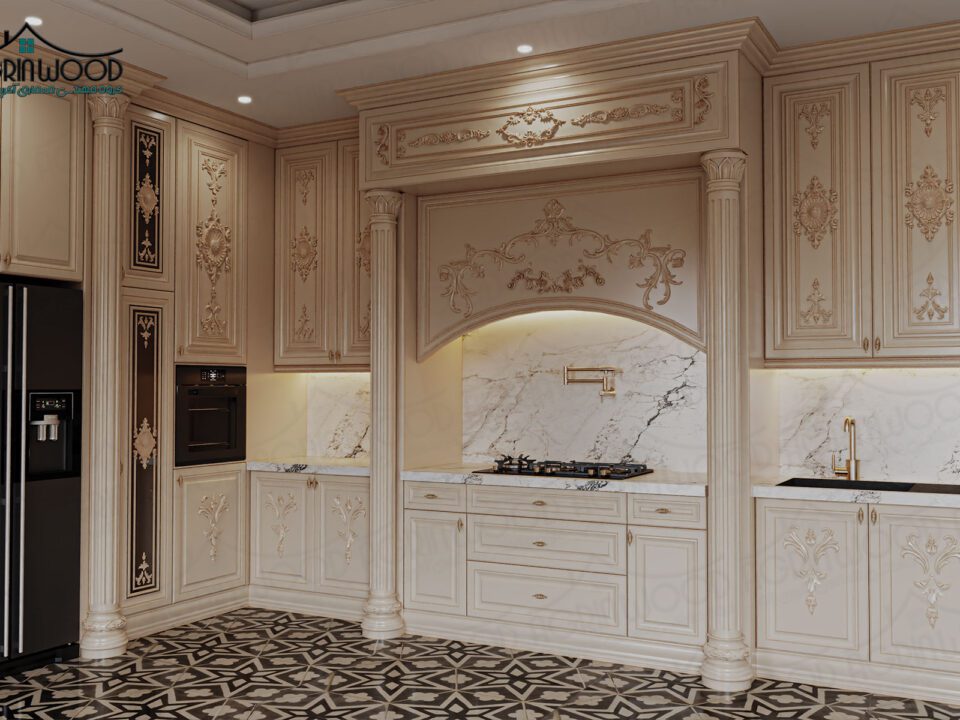 کابینت روکش چوب طرحدار