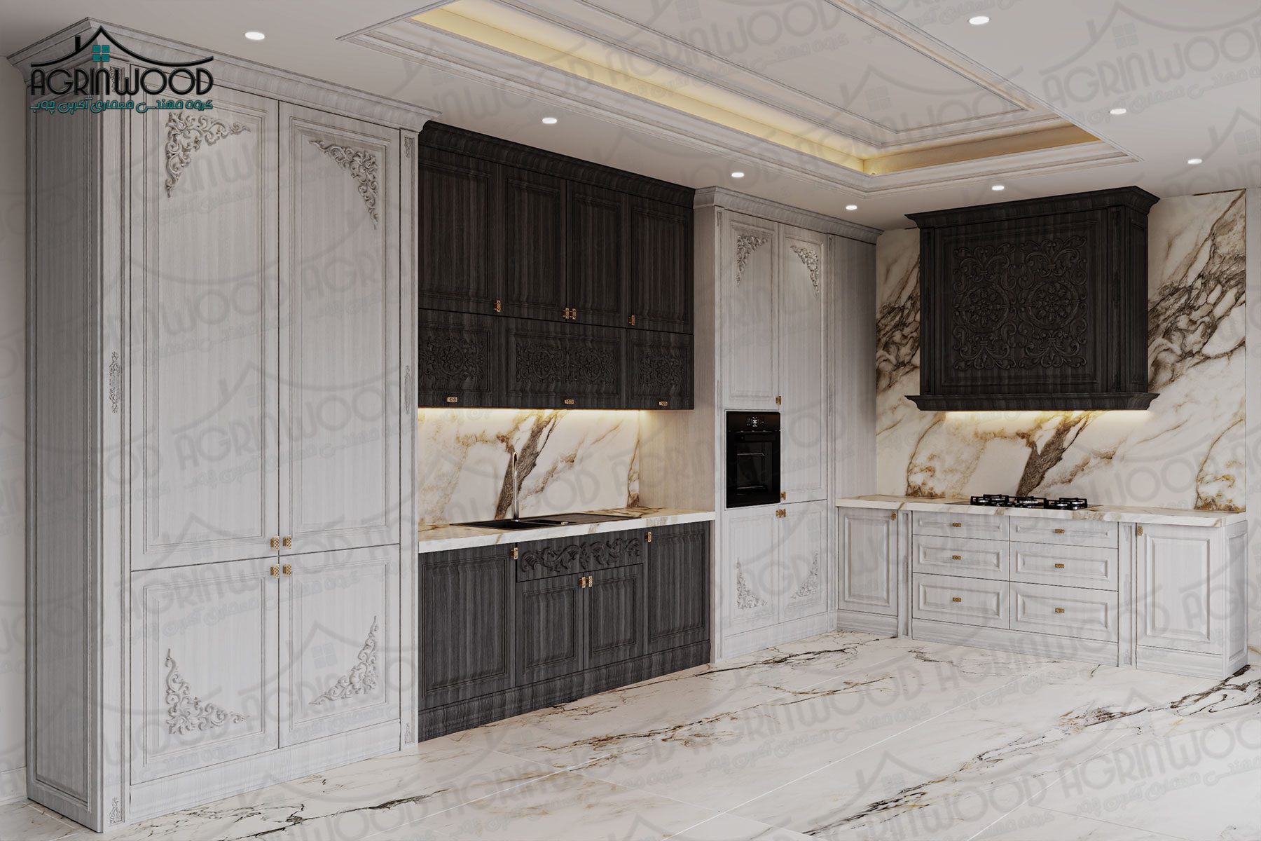 کابینت روکش چوب سفید