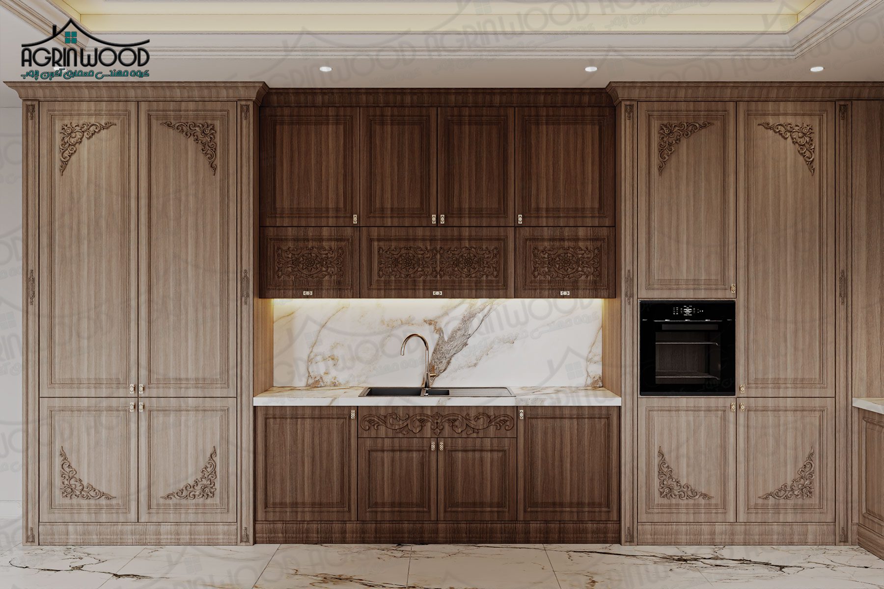 کابینت کلاسیک ترکیبی و دو رنگ