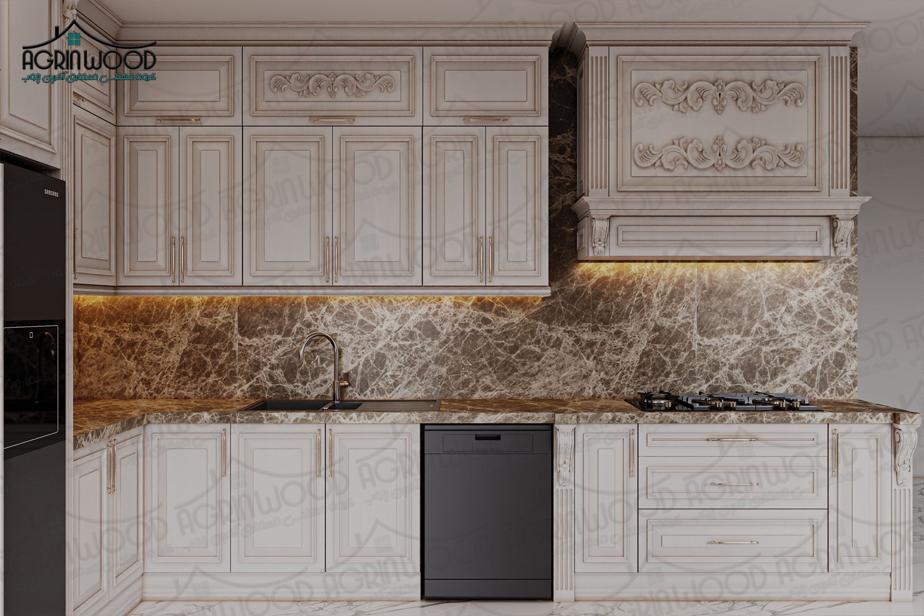 کابینت روکش چوب سفید