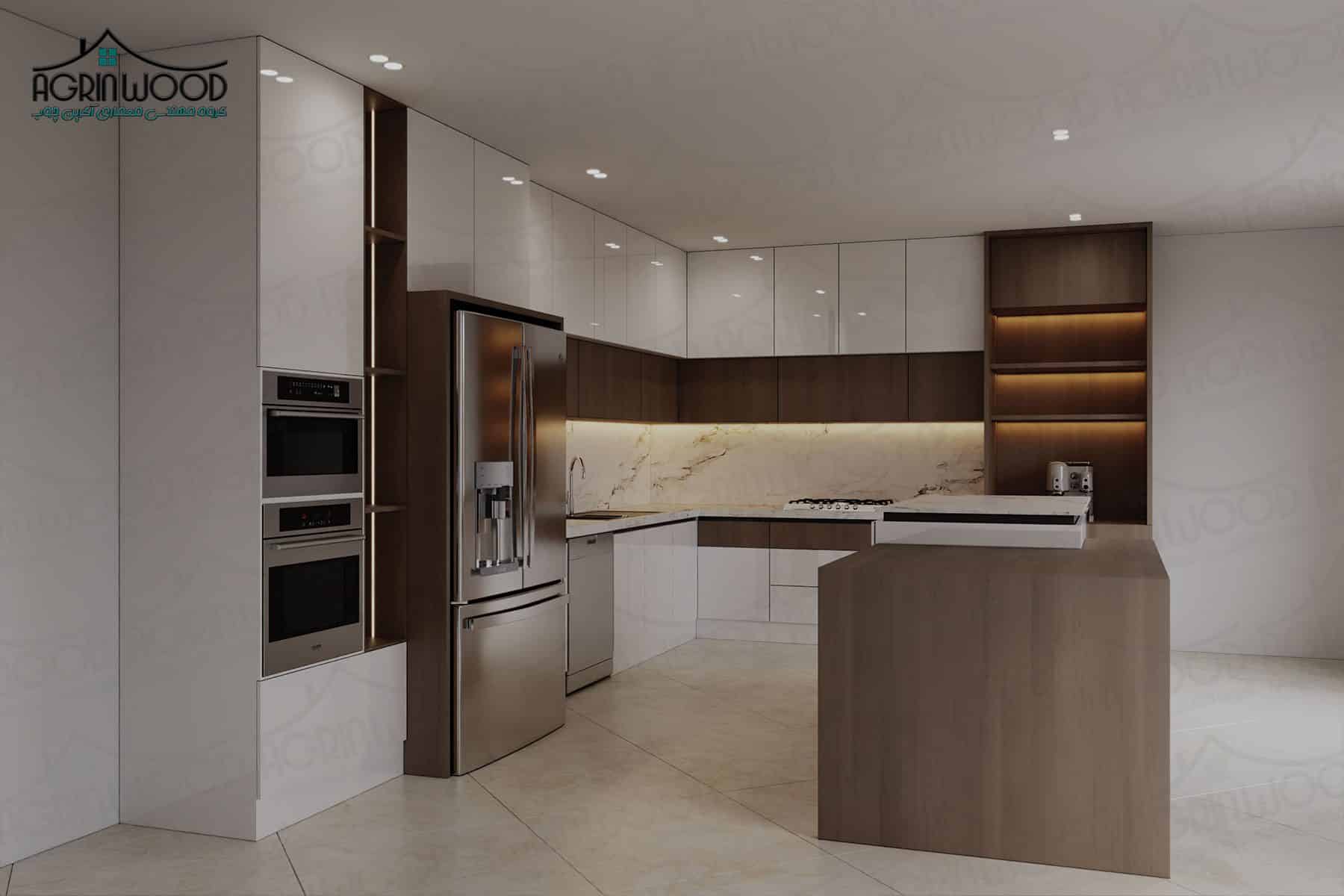 کابینت های‌گلاس درخشش لوکس در آشپزخانه